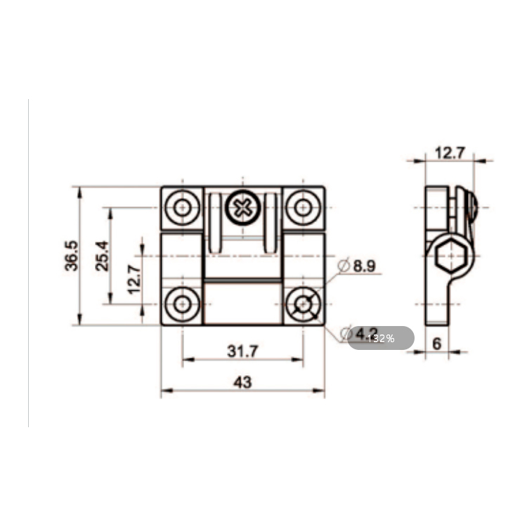 Plast Justerbart dempende hengsel-B2215