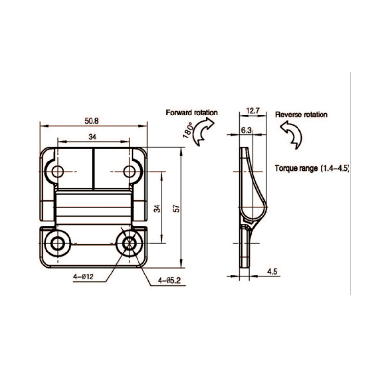 Flatmontert dempehengsel-B2222-1;2