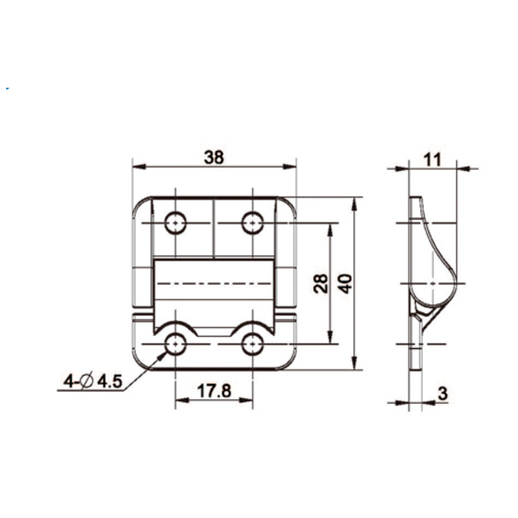 Flatmontert dempehengsel-B2222-3;4