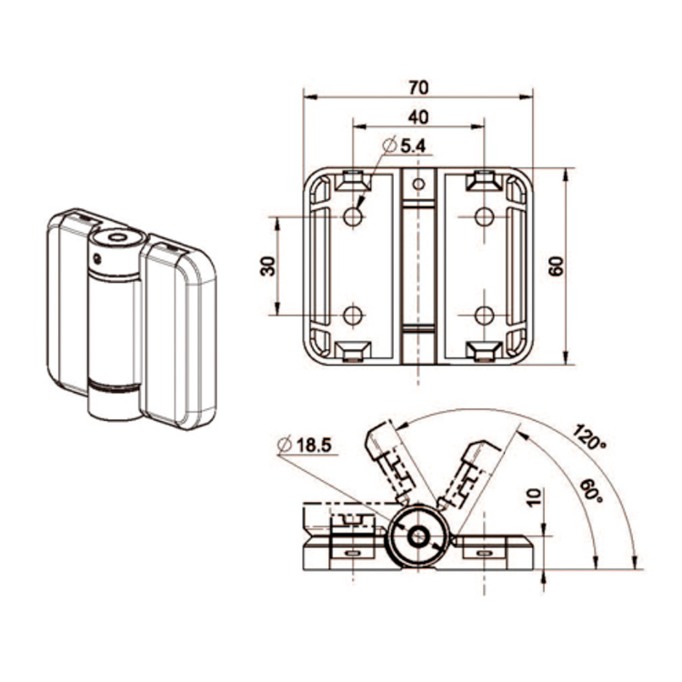 Flatmontert posisjoneringshengsel-B2233-1