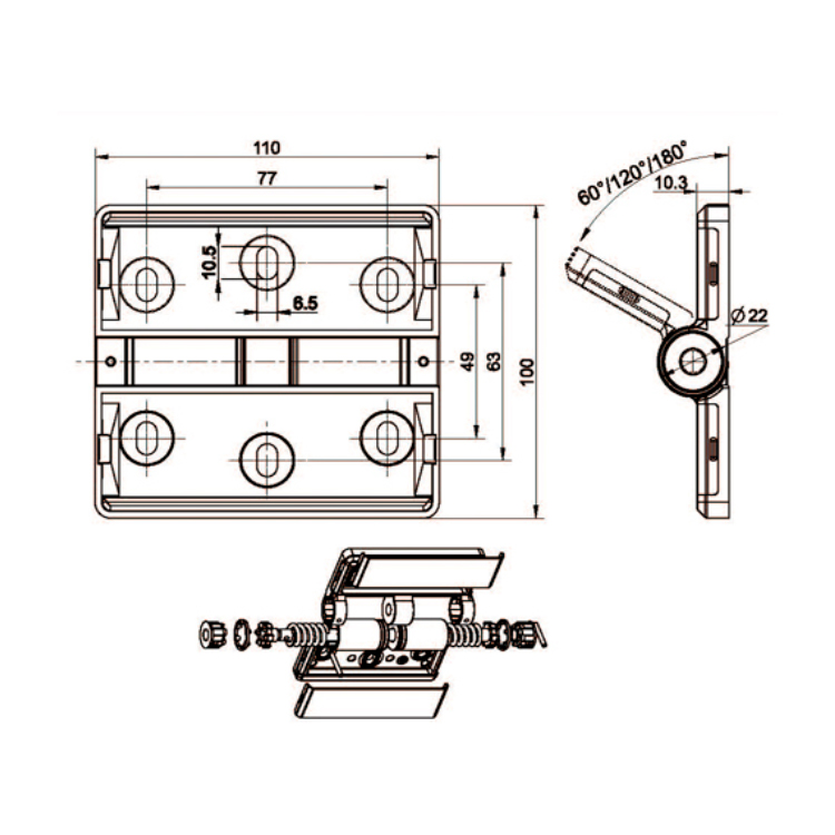Flatmontert posisjoneringshengsel-B2233-2