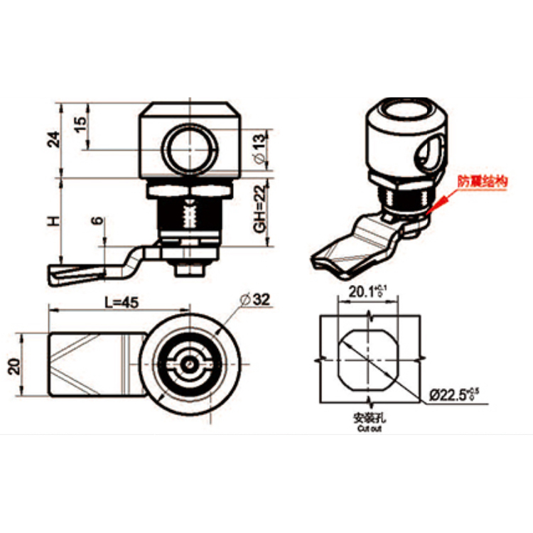 Hengelås Verktøytype Cam Lock-A6019