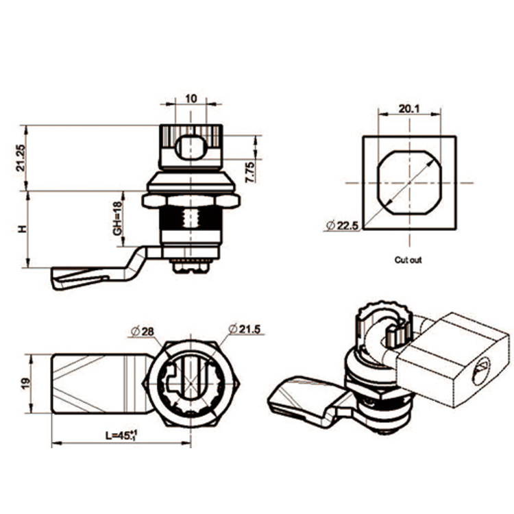 Knott Type Hengelås Type Cam Lock-A6041