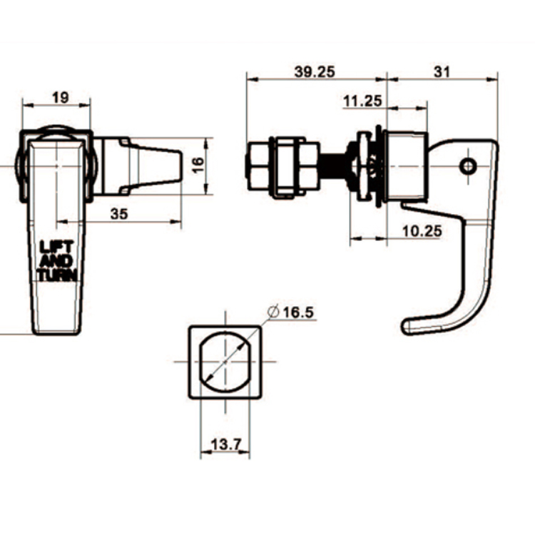 Lite L-formet håndtak Pull Type Kompresjonslås-A6241
