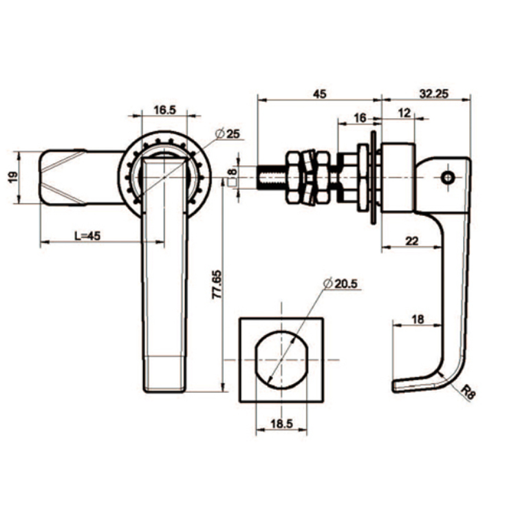 Mellomstor L-håndtak Pull-Type kompresjonslås-A6242