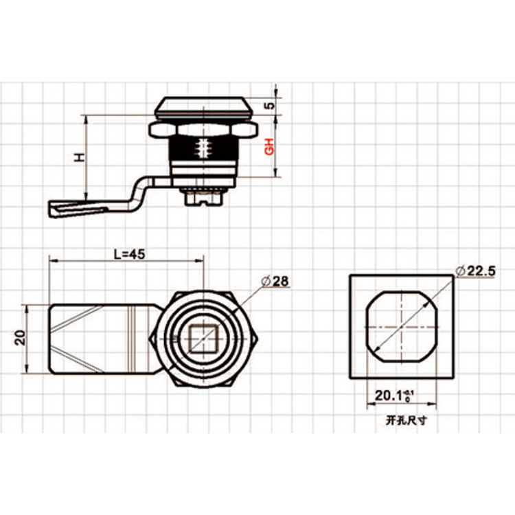 Amerikansk standard verktøytype Cam Lock-A6301